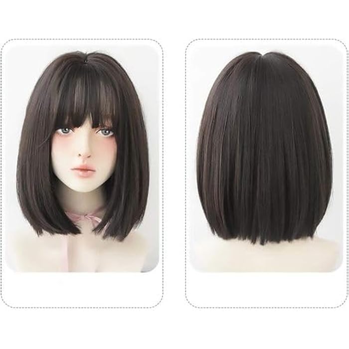 DILLARDS Short Straight Bob Synthetic Wigs For Women With Bangs - Image 1